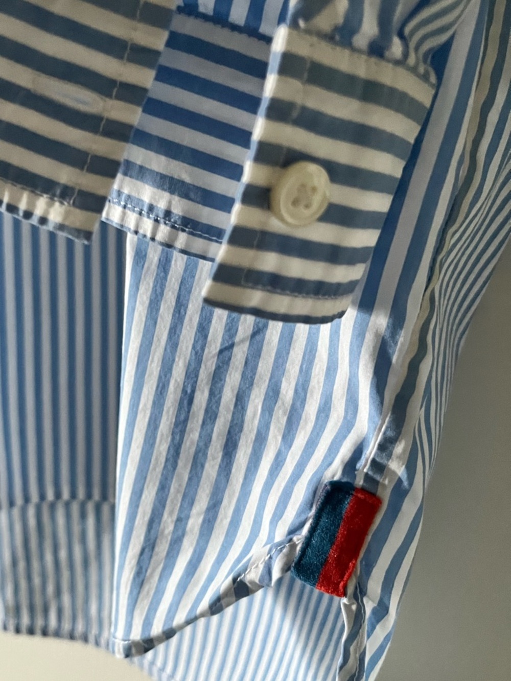 KULE Blue & White Stripe Nautical Preppy Popover Orange & Blue Knit Inserts S - Picture 4 of 9